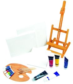 Malerei-Satz der Kunst-21pcs mit Tabellen-Gestell/Palette/Segeltuch/Bürsten/Farben